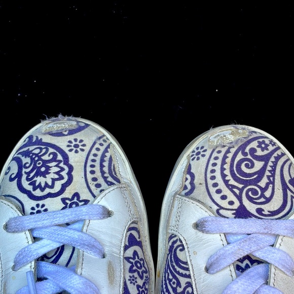 WOMENS SUPERSTAR GOLDEN GOOSE PAISLEY PRINT CANVAS LOW TOP SNEAKERS - 9 - Picture 10 of 11